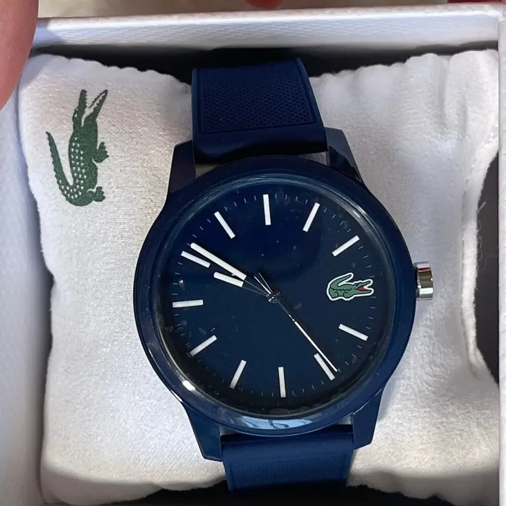 Lacoste L.12.12 Blue Silicone Strap Watch Mens 2010987 Dial Analog Logo NEW - Picture 9 of 9
